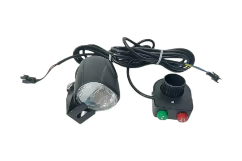 LED Headlight with Integrated Horn & Handlebar Combo Switch for E-Bikes